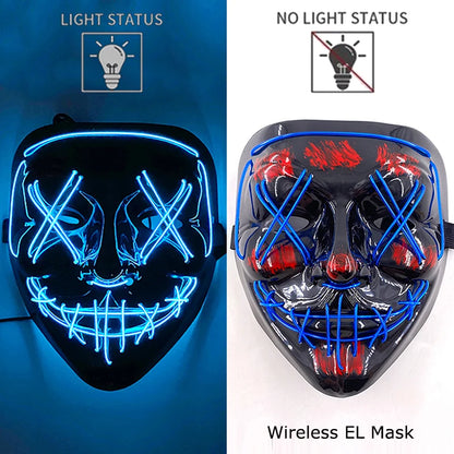 Light-Up EL Wire Party Mask for Halloween &amp; Cosplay
