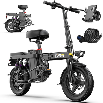 UPlee GS5 Folding Electric Bike – 740W Motor | 48V 15AH Battery | 20+ MPH Fat Tire Ebike for Adults