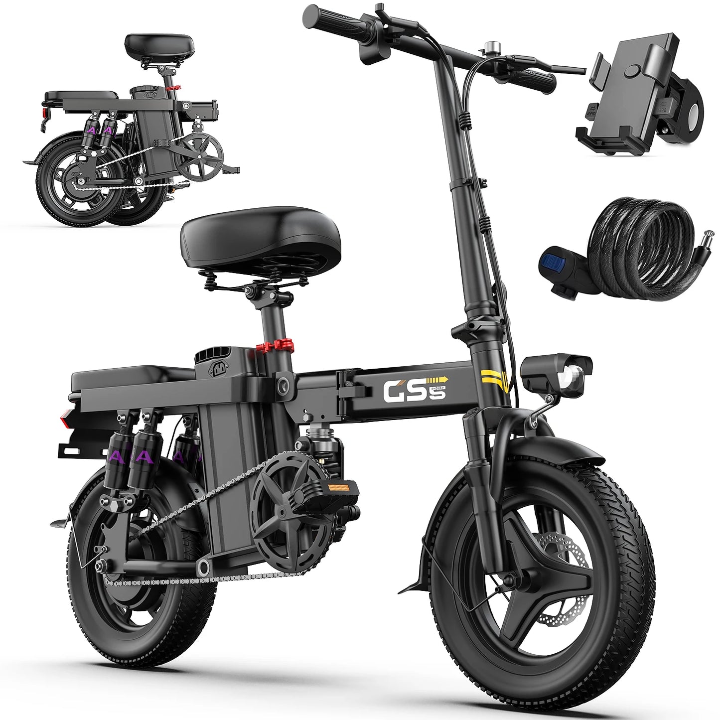 UPlee GS5 Folding Electric Bike – 740W Motor | 48V 15AH Battery | 20+ MPH Fat Tire Ebike for Adults