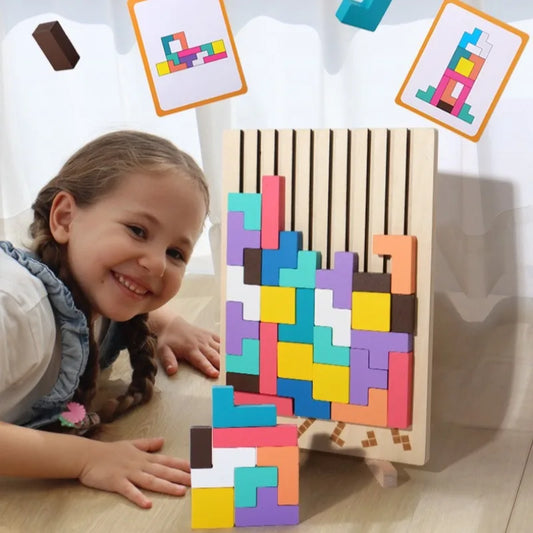 3D Wooden Puzzle Building Blocks for Kids – Baby Logic Training Toy & Parent-Child Interactive Game