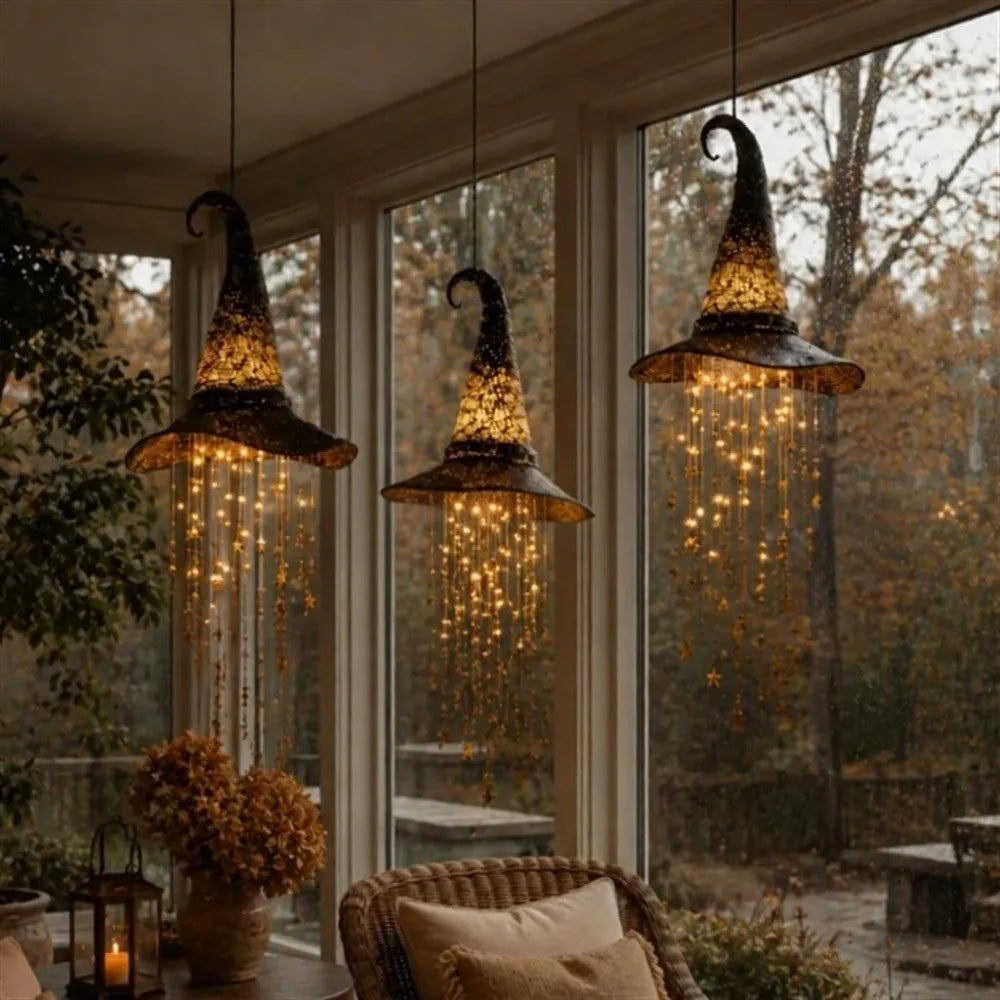 Light-Up Witch Hat Hanging Decoration for Halloween