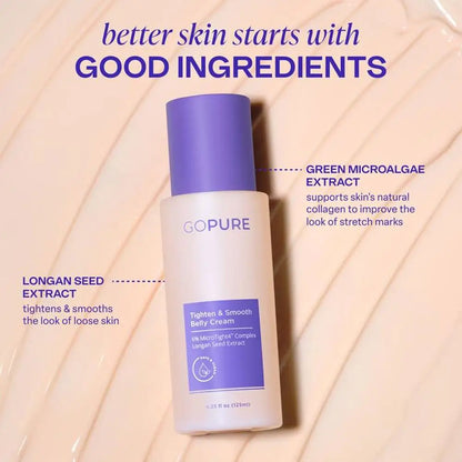 goPure Firming Belly Cream – Tighten, Smooth & Reduce Stretch Marks (125ml)