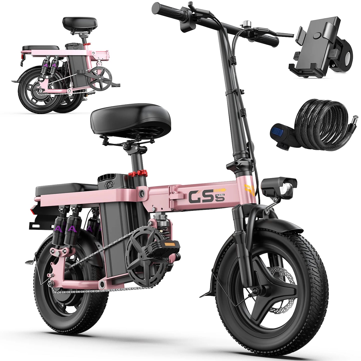 UPlee GS5 Folding Electric Bike – 740W Motor | 48V 15AH Battery | 20+ MPH Fat Tire Ebike for Adults
