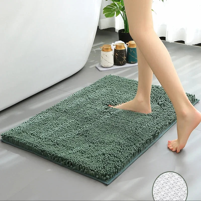Luxury Chenille Bath Rug, Extra Soft and Absorbent Shaggy Bathroom Mat Rugs, Machine Washable, PVC Non-Slip Plush Carpet Runner