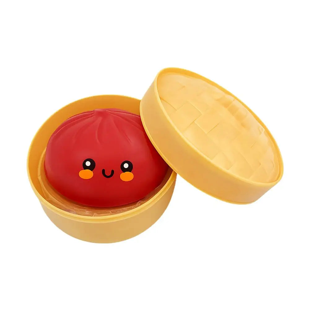 Glitter Dumpling Stress Ball Toy with Smile Face Unique Steamer Base Squeezable Dough Ball Birthday Gift for Girl Boy Adult