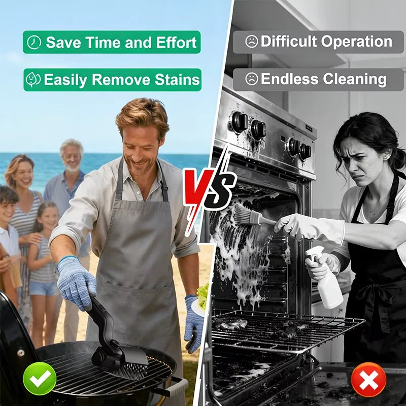 Electric Grill Brush Rechargeable – 3-Speed Automatic BBQ Cleaning Brush, 180° Adjustable Stainless Steel Rotary Head for Outdoor & Camping Grills