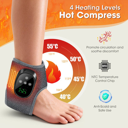 Cordless Heated Ankle Massager | Vibration Foot Wrap for Pain Relief & Relaxation