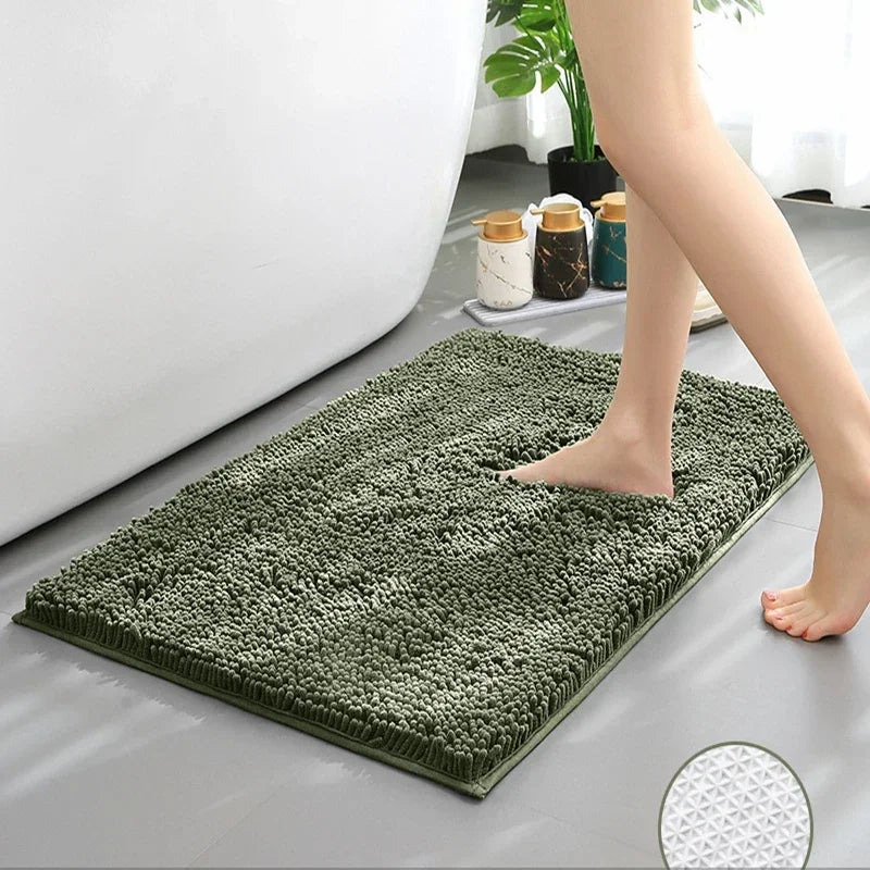 Luxury Chenille Bath Rug, Extra Soft and Absorbent Shaggy Bathroom Mat Rugs, Machine Washable, PVC Non-Slip Plush Carpet Runner