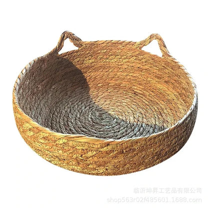 Cat Bed with Soft Cushion | Round Donut Pet Basket for Cats & Small Dogs | Cozy Handwoven Sleeping Nest | Available in 3 Sizes: 34cm, 40cm, 45cm