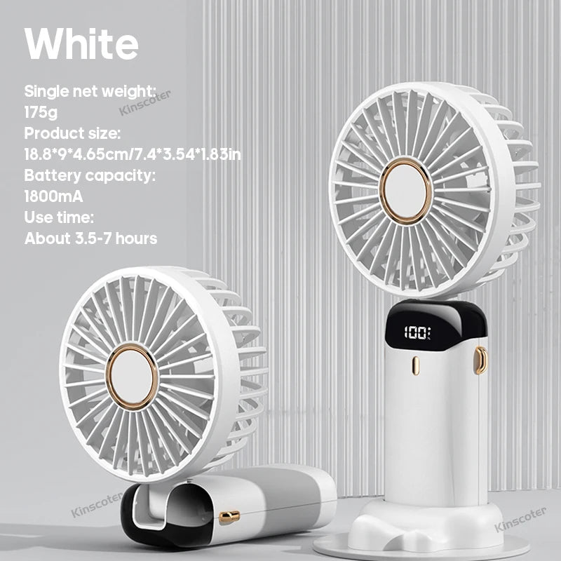 3-in-1 Portable Neck Fan – Handheld, Wearable & Desktop | 5-Speed USB Rechargeable Fan with LED Display & Phone Stand