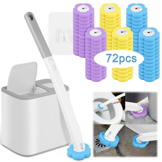 Disposable Toilet Brush & Holder Set | 360° Deep Clean with Scented Refill Heads