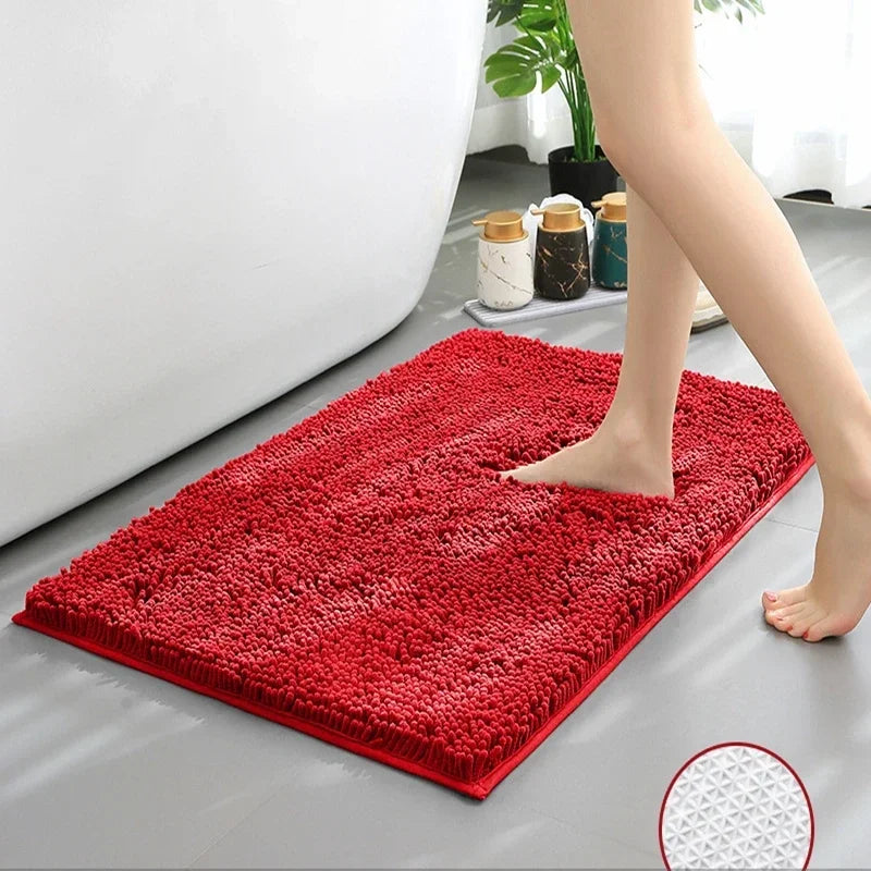 Luxury Chenille Bath Rug, Extra Soft and Absorbent Shaggy Bathroom Mat Rugs, Machine Washable, PVC Non-Slip Plush Carpet Runner