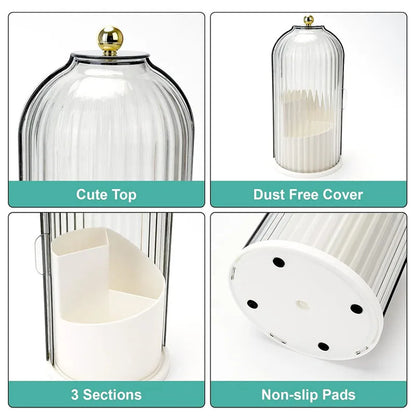 Toothbrush, Makeup, Holders with Sliding Lid Rotating Dustproof