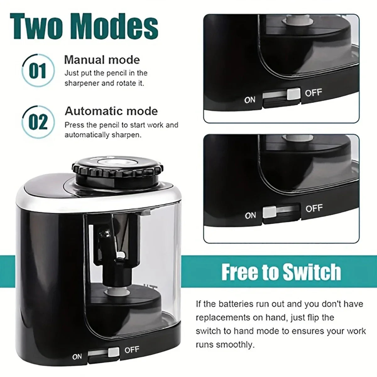 Electric Desktop Automatic Pencil Sharpener — Fast, Safe & Quiet for Students, School & Office