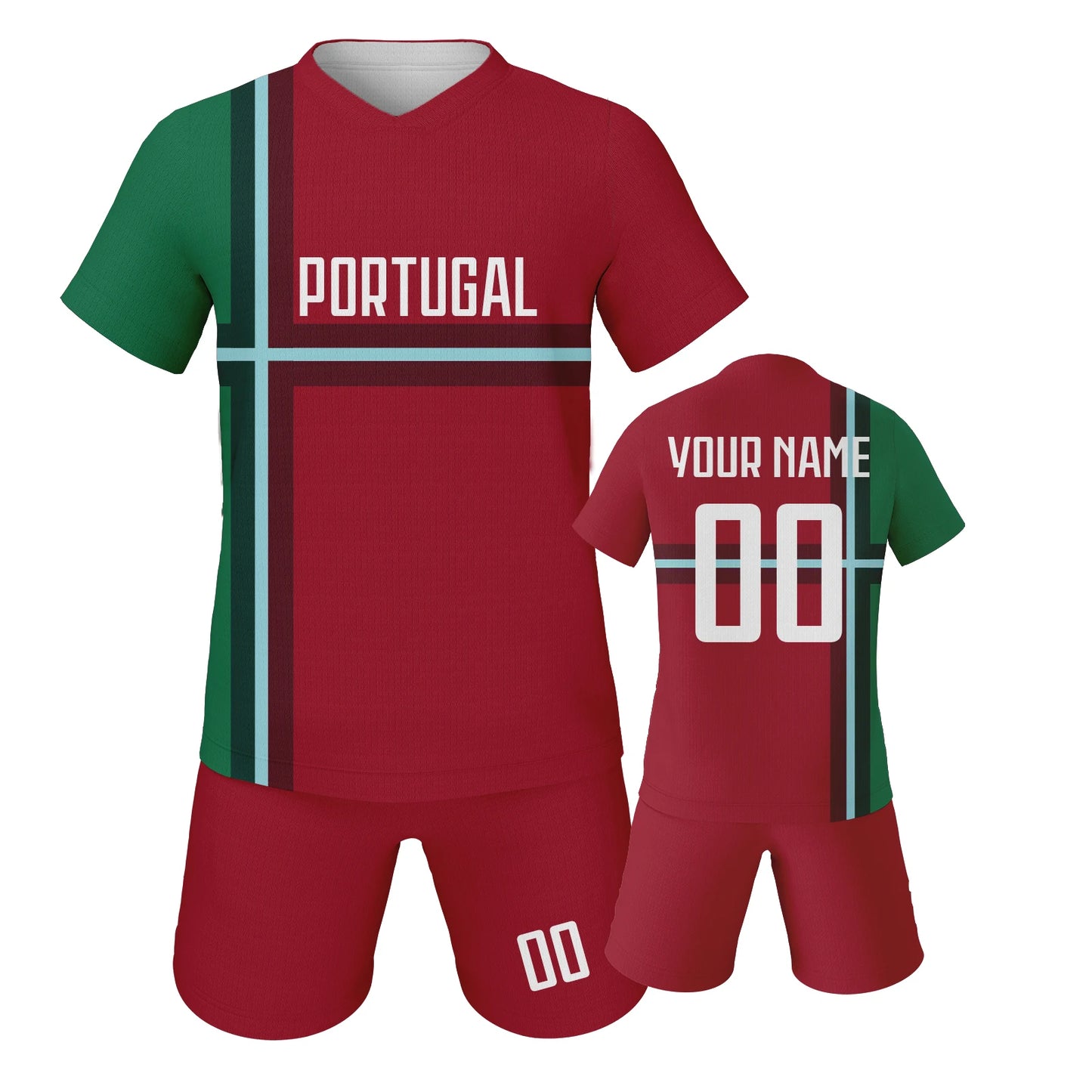 Custom Kids Portugal Soccer Jersey Set – Personalized Name & Number
