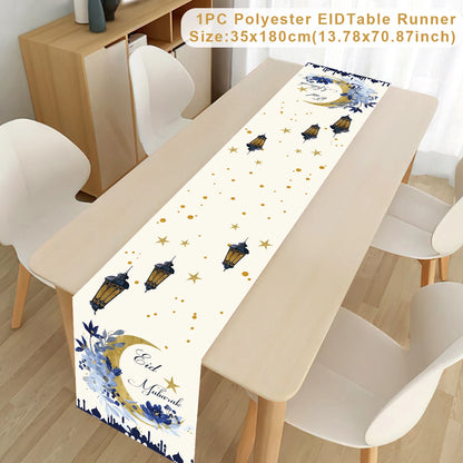 Ramadan Table Runner Eid Mubarak Decoration 2026 for Home Ramadan Kareem Ramadan Mubarak Islamic Muslim Party Eid Al-Fitr Gifts