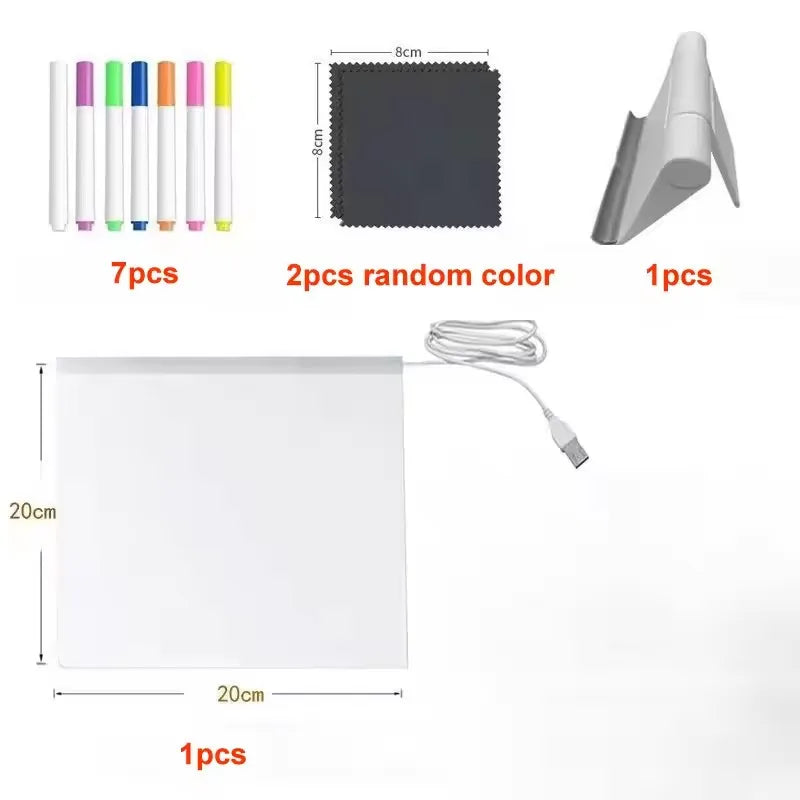 Drawing Board Light Up Acrylic Message Board Rewritable DIY Children's Glowing Drawing Board Message Lamp With 7 Colorful Pens