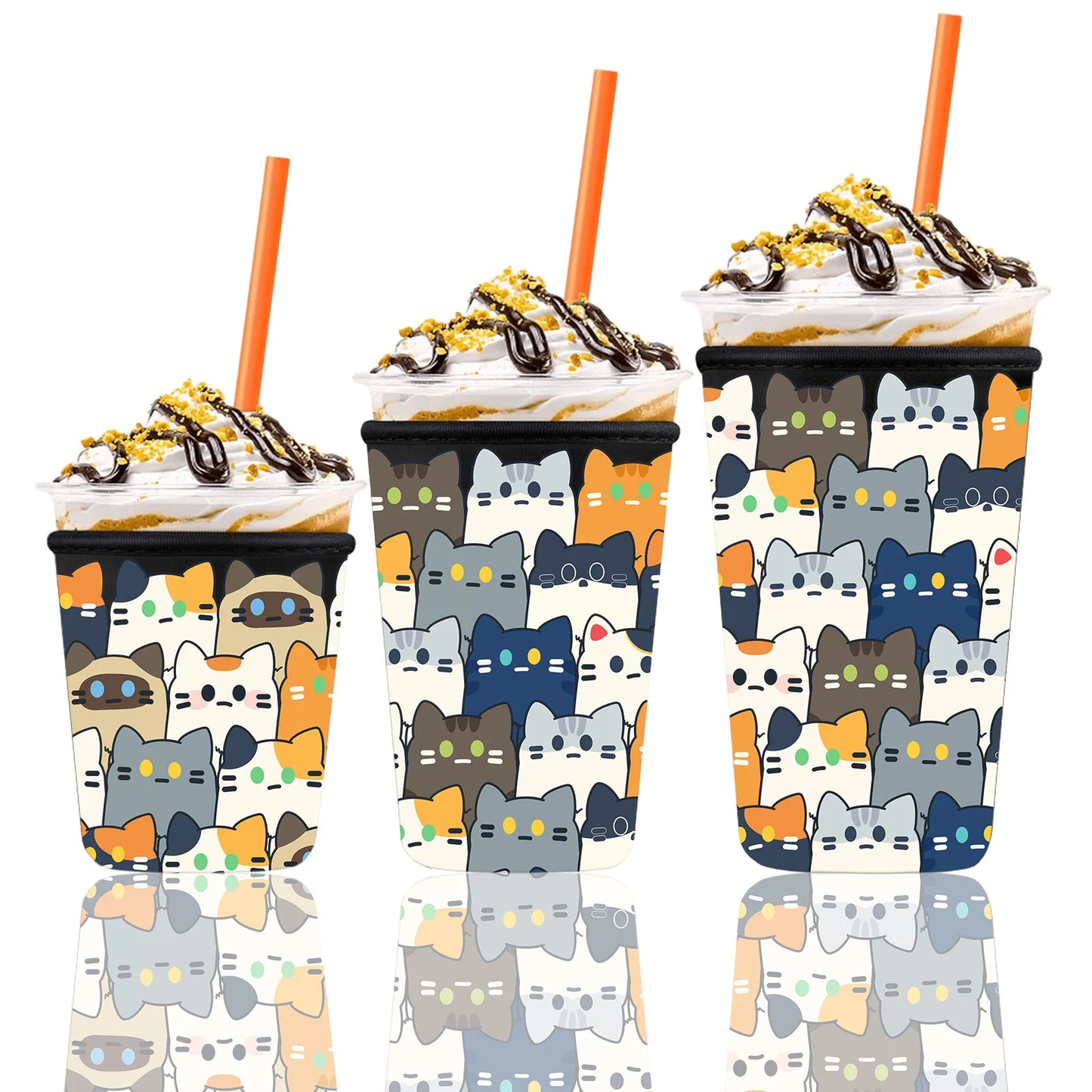 Reusable Iced Coffee Cup Sleeves (3-Pack) | Fits 16–32oz Cups | Stanley, Starbucks & More