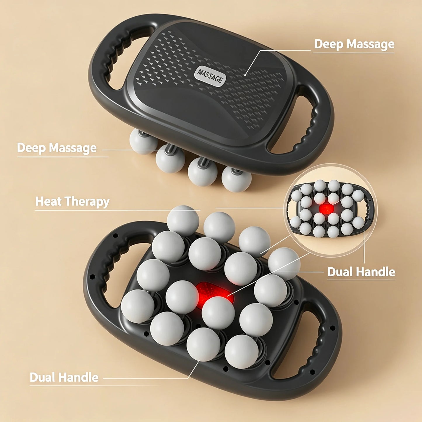 HTMCK Deep Tissue Massager Gun Set — 16 Heads, Full Body Electric Muscle Relief for Back, Shoulders, Legs & Feet