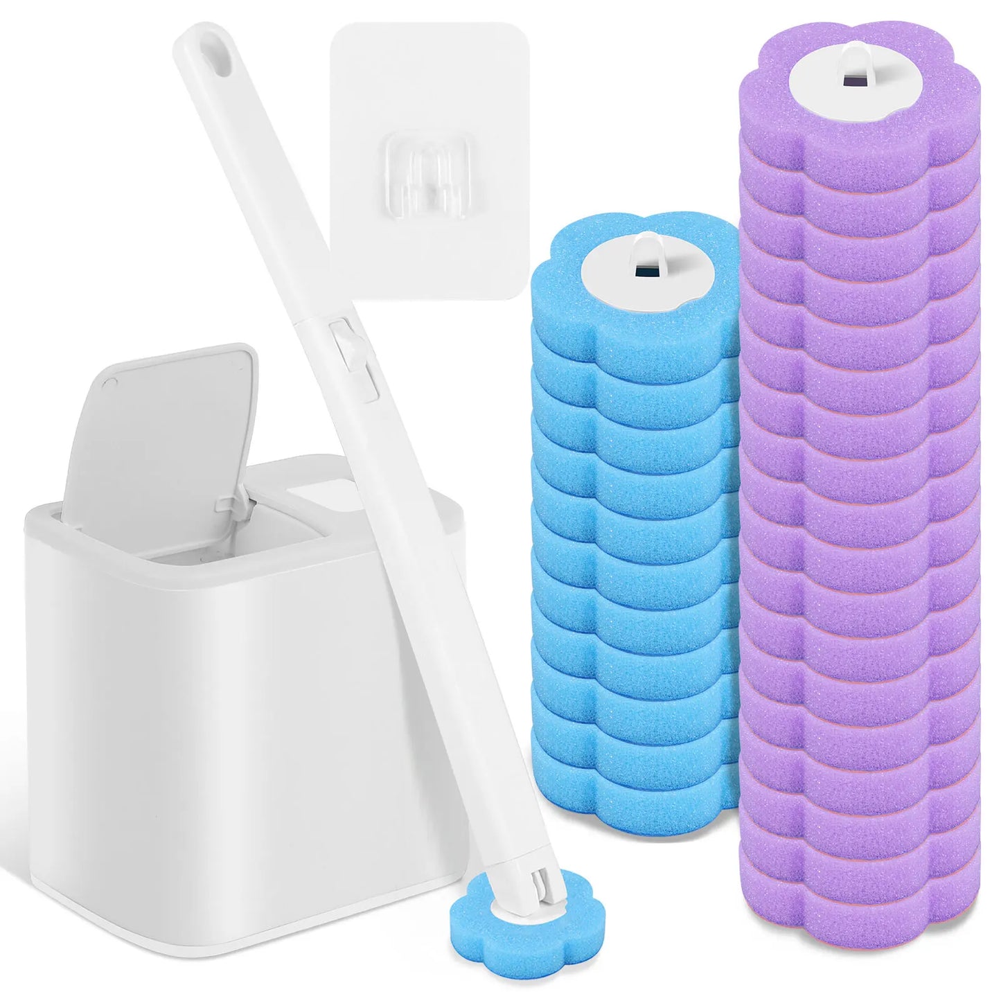 Disposable Toilet Brush & Holder Set | 360° Deep Clean with Scented Refill Heads