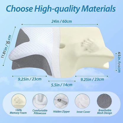 Memory Foam Cervical Pillow | 2-in-1 Ergonomic Neck Support for Better Sleep