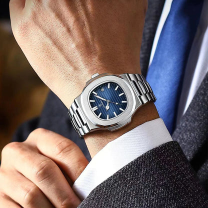POEDAGAR Luxury Men's Watch – Waterproof Square Dial, Luminous Stainless Steel Quartz Watch, Perfect Father's Day Gift for Him
