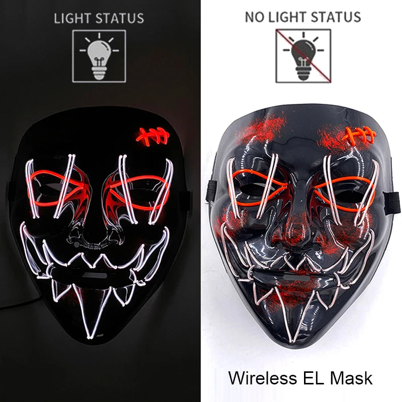 Light-Up EL Wire Party Mask for Halloween &amp; Cosplay