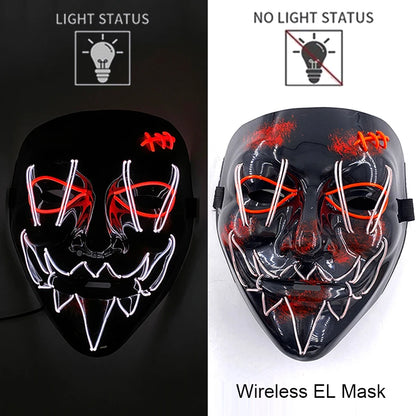 Light-Up EL Wire Party Mask for Halloween &amp; Cosplay
