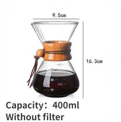 Pour Over Coffee Maker | Hand Glass Kettle with Stainless Steel Filter