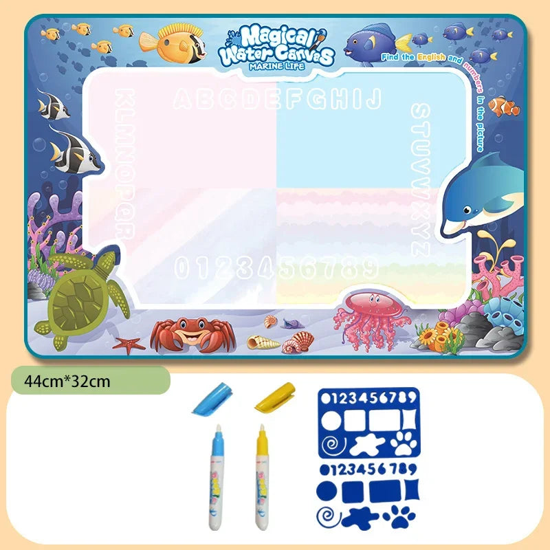 Magic Water Drawing Mat | Reusable Doodle Pad with Water Pens | Mess-Free Kids Art Toy