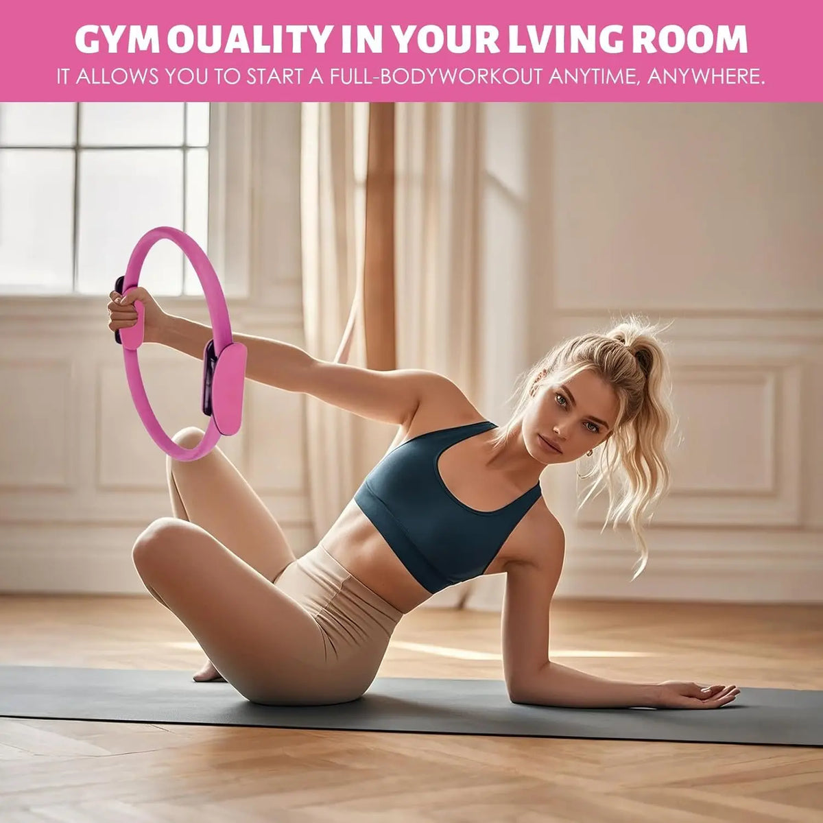Pilates Ball and Ring Set - 7-Piece Home Workout Kit with Resistance Bands