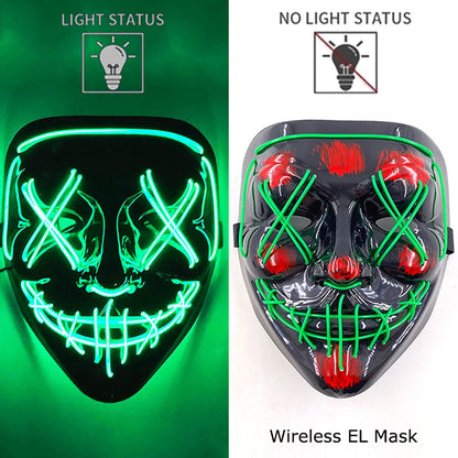 Light-Up EL Wire Party Mask for Halloween &amp; Cosplay
