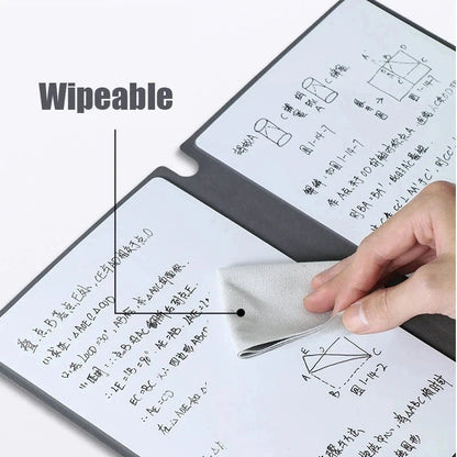 A5 Reusable Whiteboard Notebook | Leather Cover Weekly Planner | Includes Pen & Erasing Cloth