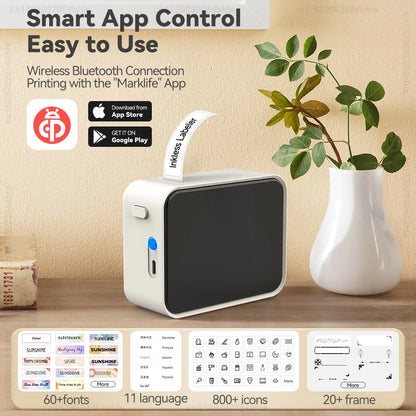 Marklife P15 Mini Bluetooth Label Printer — Portable Inkless Thermal Sticker Maker