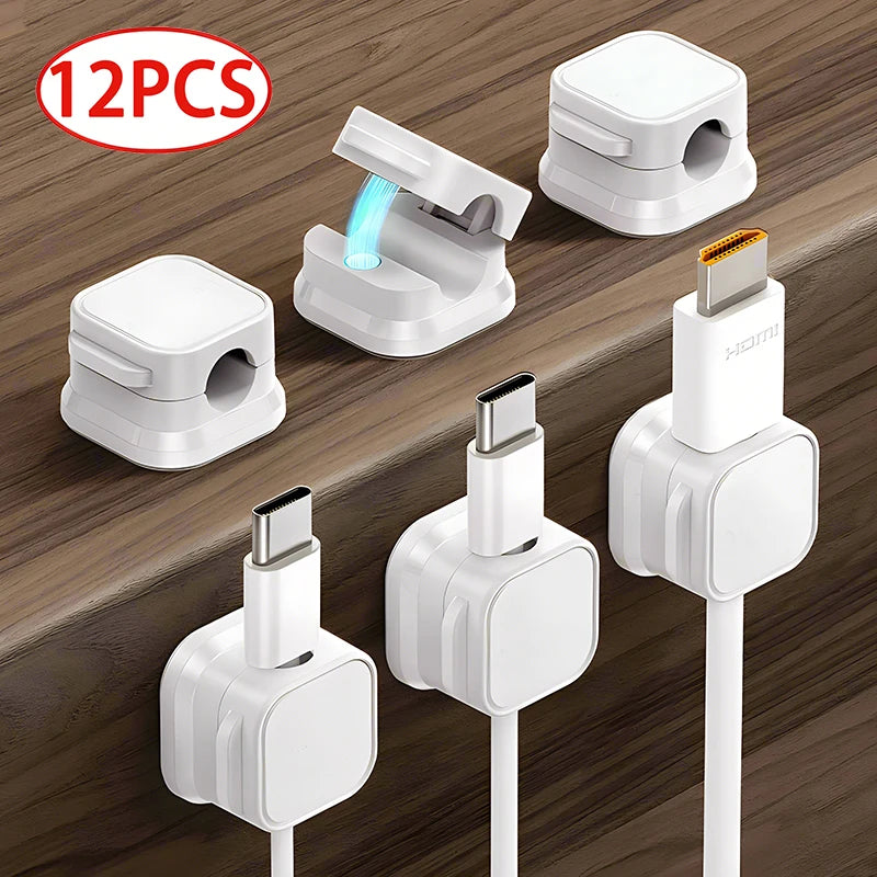 Magnetic Cable Clips | Adhesive Cord Organizer for Desk, Home & Office