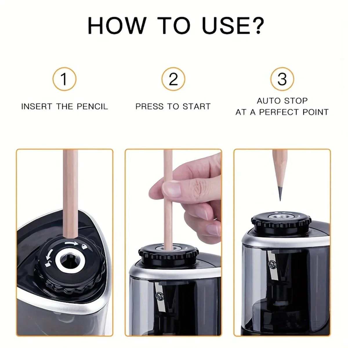 Electric Desktop Automatic Pencil Sharpener — Fast, Safe & Quiet for Students, School & Office