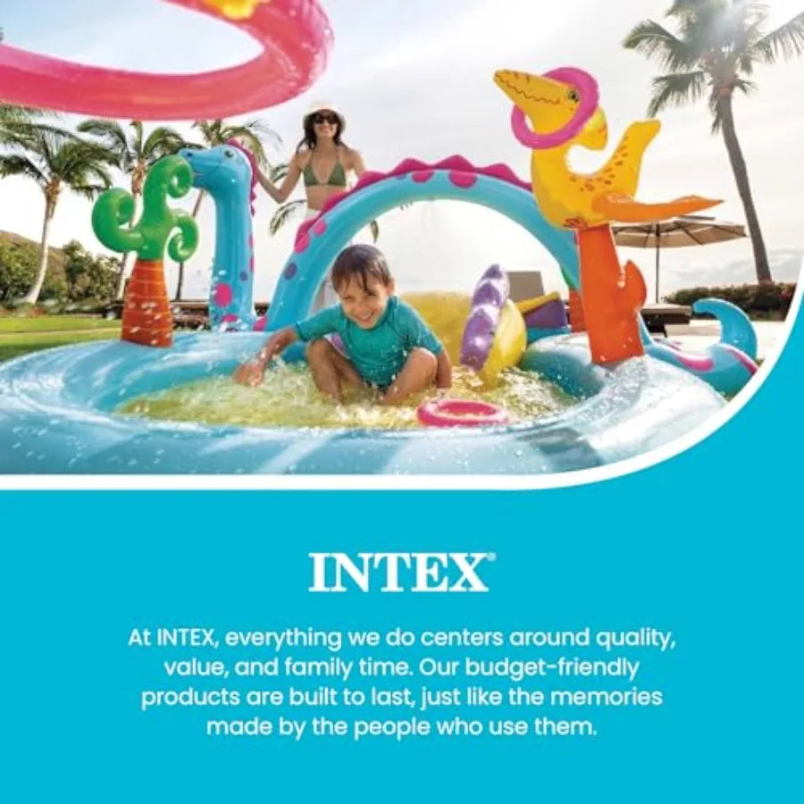 Large Dinosaur Inflatable Pool for Kids – Big Backyard Splash Pad Play Center for Toddlers & Children