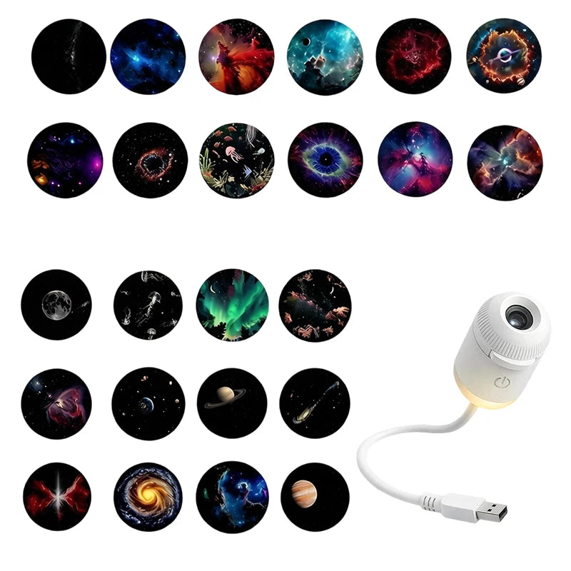 2-in-1 Galaxy Star Projector Night Light – USB Powered Bedroom Ceiling Projector
