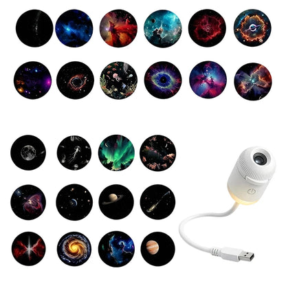 2-in-1 Galaxy Star Projector Night Light – USB Powered Bedroom Ceiling Projector