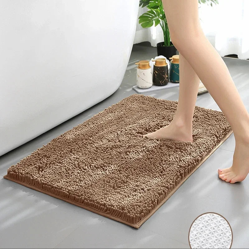 Luxury Chenille Bath Rug, Extra Soft and Absorbent Shaggy Bathroom Mat Rugs, Machine Washable, PVC Non-Slip Plush Carpet Runner