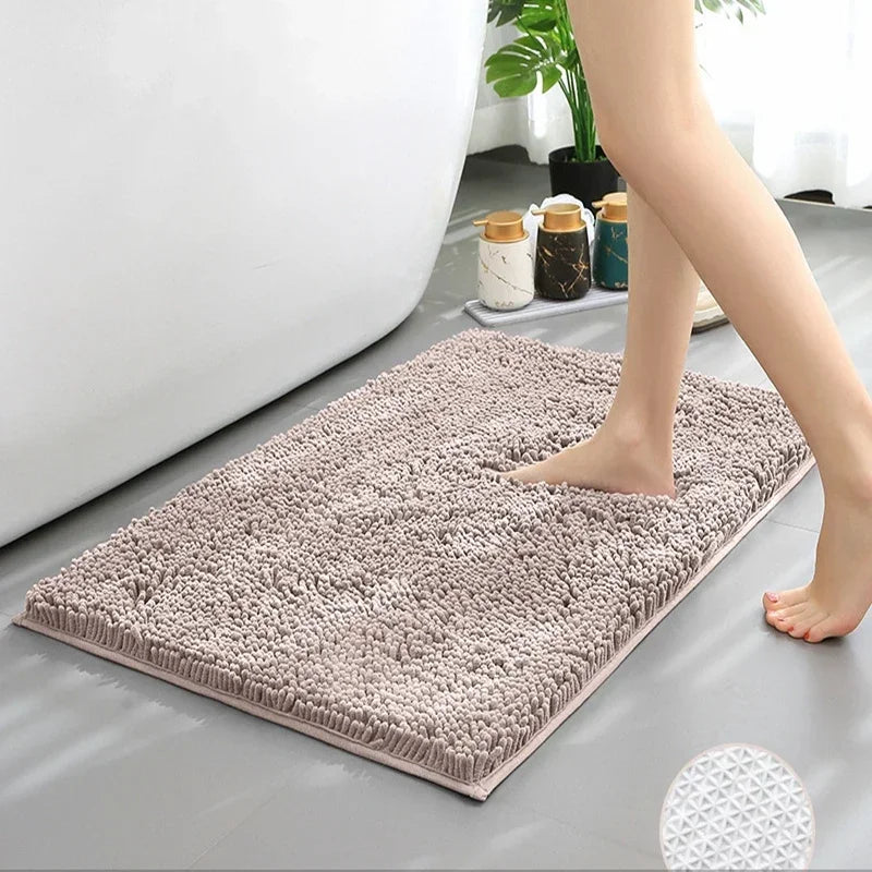 Luxury Chenille Bath Rug, Extra Soft and Absorbent Shaggy Bathroom Mat Rugs, Machine Washable, PVC Non-Slip Plush Carpet Runner