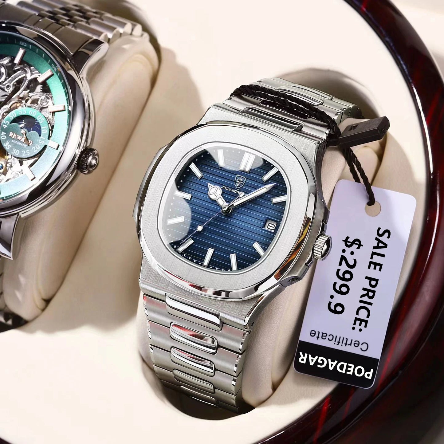 POEDAGAR Luxury Men's Watch – Waterproof Square Dial, Luminous Stainless Steel Quartz Watch, Perfect Father's Day Gift for Him