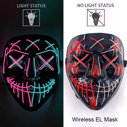 Light-Up EL Wire Party Mask for Halloween &amp; Cosplay