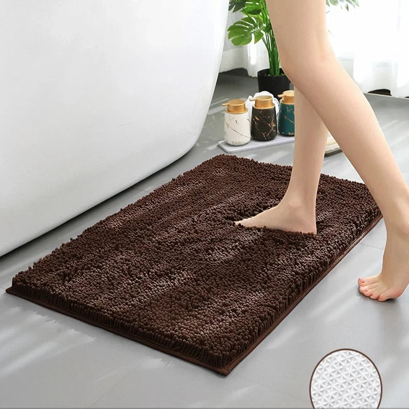 Luxury Chenille Bath Rug, Extra Soft and Absorbent Shaggy Bathroom Mat Rugs, Machine Washable, PVC Non-Slip Plush Carpet Runner
