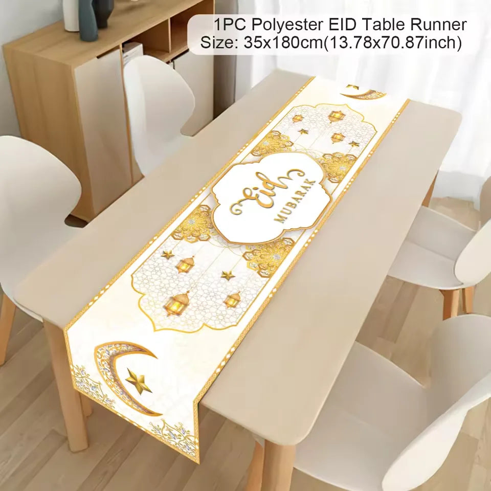 Ramadan Table Runner Eid Mubarak Decoration 2026 for Home Ramadan Kareem Ramadan Mubarak Islamic Muslim Party Eid Al-Fitr Gifts