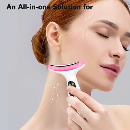 7-Color LED Neck & Face Massager | Vibrating Galvanic Skin Care Tool