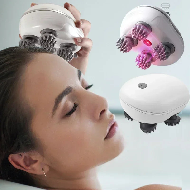 Electric Scalp Massager with Red Light Therapy | Stress Relief & Muscle Tension Tool