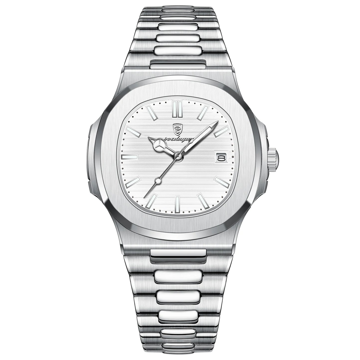 POEDAGAR Luxury Men's Watch – Waterproof Square Dial, Luminous Stainless Steel Quartz Watch, Perfect Father's Day Gift for Him