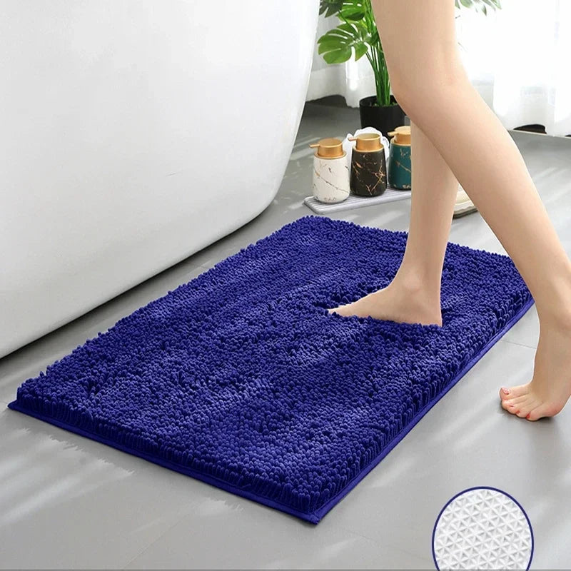 Luxury Chenille Bath Rug, Extra Soft and Absorbent Shaggy Bathroom Mat Rugs, Machine Washable, PVC Non-Slip Plush Carpet Runner