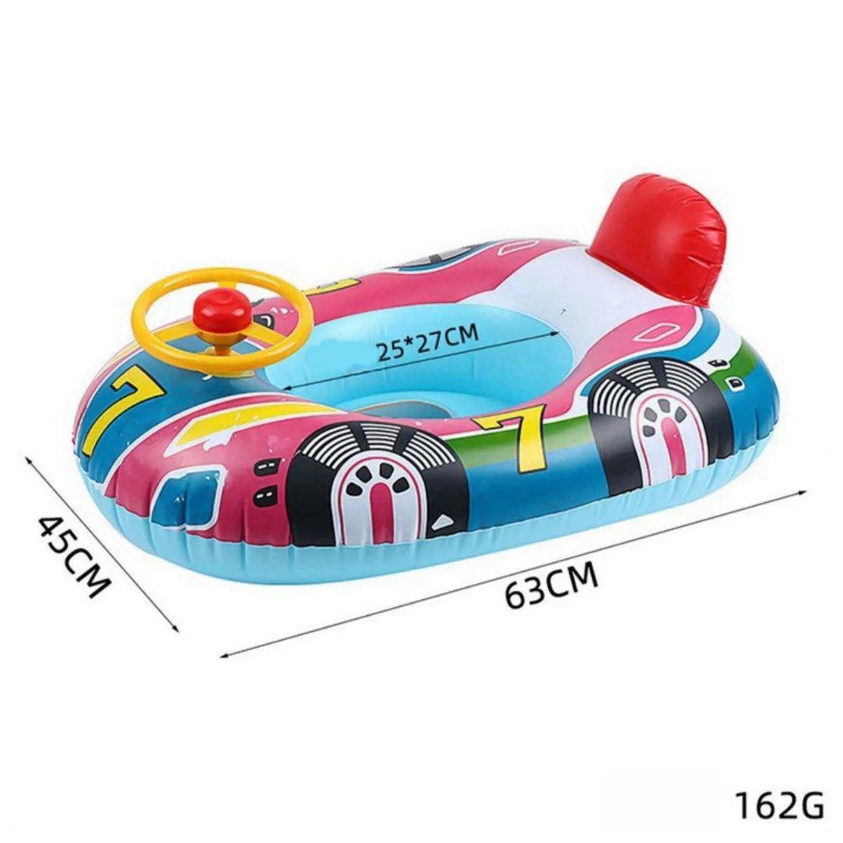 Baby Pool Float with Handles — Cute Car Design Inflatable Swim Ring for Toddlers & Kids
